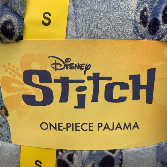New In Package Disney Women's Stitch One-piece Pajama Blue Small With Hood - Picture 3 of 7